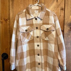 Time and Tru Women's Tan Plaid Utility Jacket